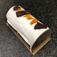 Bûche de Noel Glace : Vanille Caramel beurre salé Bio - Ferme des Loups